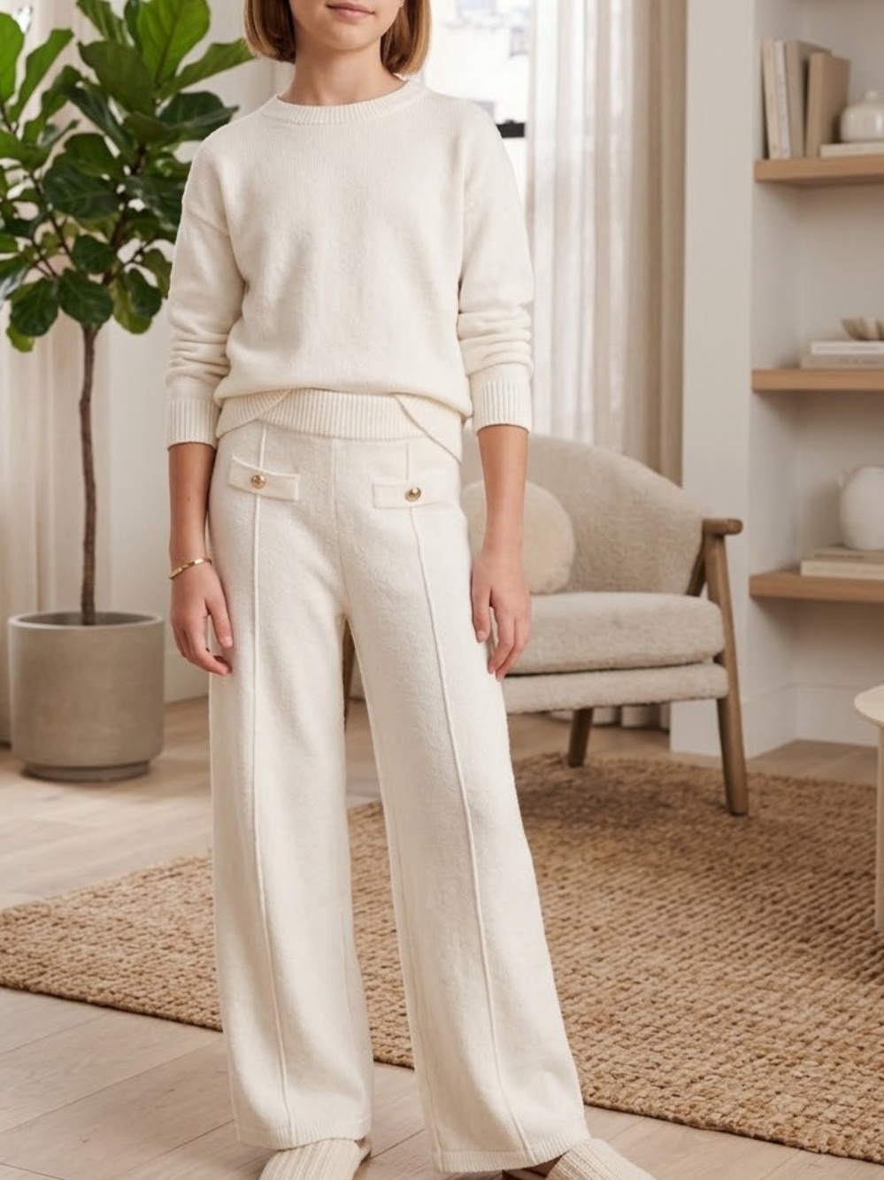 Abercrombie Kids Cream Knit Pants Size 11/12